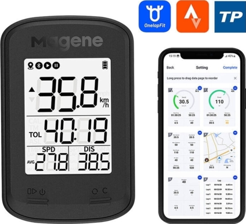Magene C206pro Svart Sykkelcomputer, Gps, App
