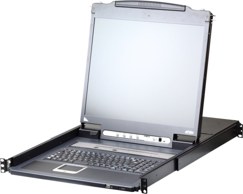 Aten Slideaway Cl5708im - Kvm-Konsoll Med Kvm-Svitsj - 8 Porter - Ps/2, Usb - Tysk - 17" - Kan Monteres I Rack - 1280 X 1024 @ 75 Hz - 250 Cd/M² - 10