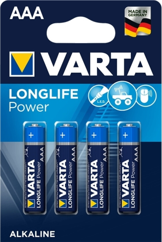 Longlife Power Aaa, Engangsbatteri, Aaa, Alkalinsk, 1,5 V, 4 Stykker, Blå, Flerfarget