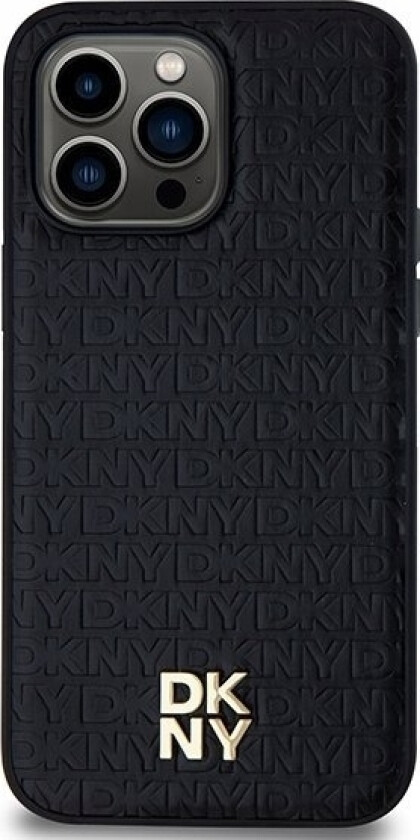 Dkny Dkny Dkhmp14lpshrpsk Iphone 14 Pro 6.1" Czarny/Black Hardcase Leather Pattern Metal Logo Magsafe