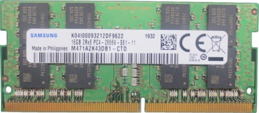 - Ddr4 - Modul - 16 Gb - So Dimm 260-Pin - 2666 Mhz / Pc4-21300 - 1.2 V - Ikke-Bufret - Ikke-Ecc - Cru - For Flex 15 Ideapad L340-15Irh Gamin