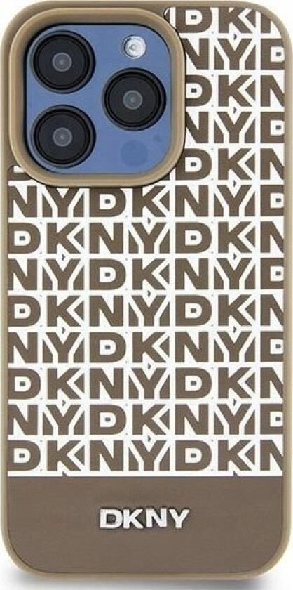 Dkny Dkny Dkhmp15spsospw Iphone 15 / 14 / 13 6.1" Brzowy/Brown Hardcase Leather Printed Pattern Metal Logo Magsafe