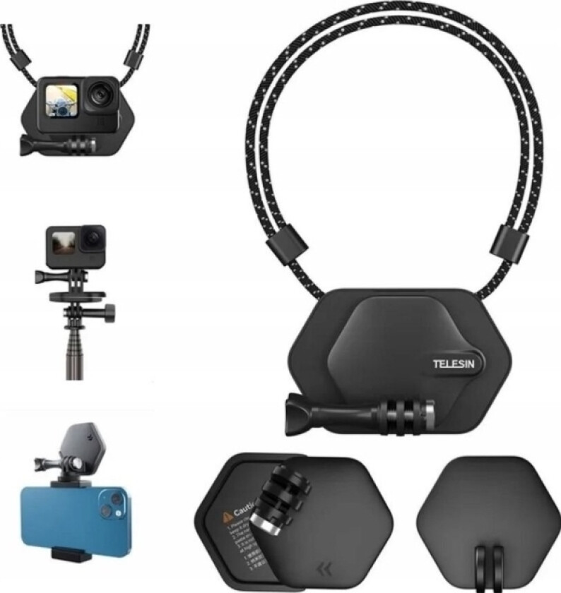 4-I-1 Nakkemontert Magnet Hurtigutløser For Gopro / Sjcam / Xiaomi / Dji / Te-Mmk-001
