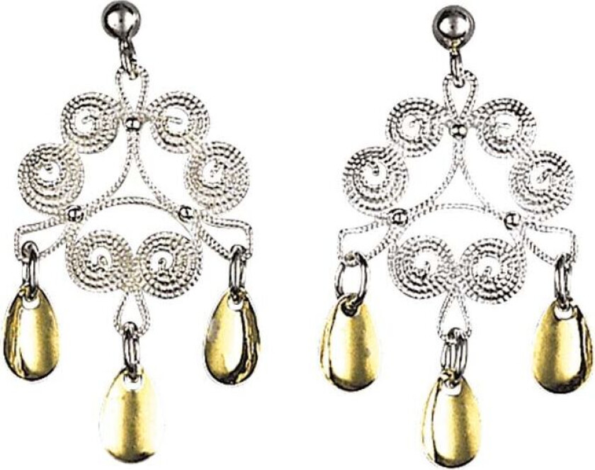 Øredobber Nordland i 830 hvitt og forgylt sølv