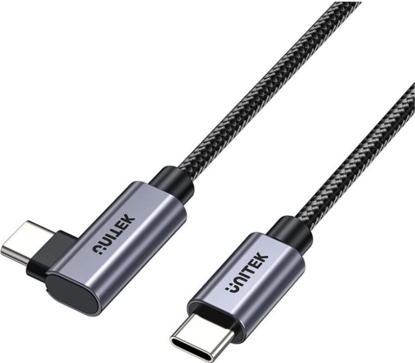 Unitek - Usb-Kabel - 24 Pin Usb-C (Hann) Til 24 Pin Usb-C (Hann) Høyrevinklet - 20 V - 5 A - 50 Cm - Støtte For Power Delivery 3.0, Fast Charging Up
