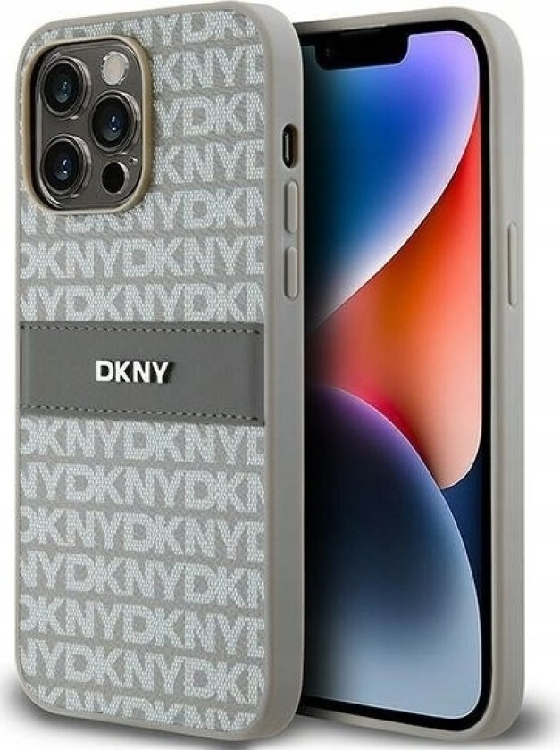 Dkny Dkny Dkhcp14xprthsle Iphone 14 Pro Max 6.7" Beowy/Beige Hardcase Leather Mono Stripe & Metal Logo