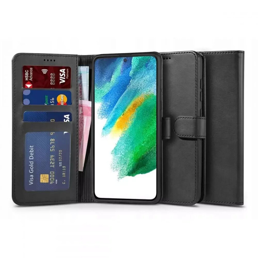 Tech-Protect Samsung Galaxy S21 FE (5G) Tech-Protect Wallet 2 PU Skinn Deksel med Lommebok - Svart