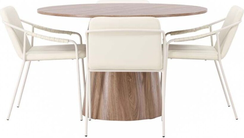 Lanzo spisegrupper bord natur og 4 Tvist stoler beige.