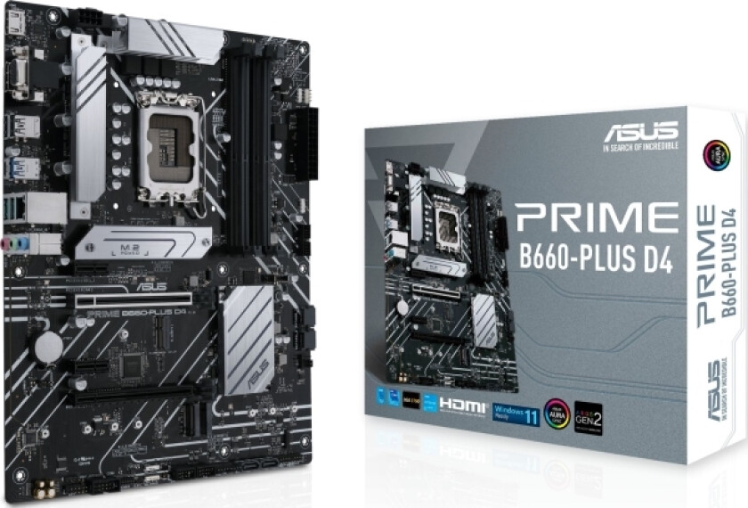 Asus Prime B660-Plus D4, Intel, Lga 1700, Intel® Celeron®, Intel® Core™ I3, Intel® Core™ I5, Intel® Core™ I7, Intel® Core™ I9,..., Lga 1700, Ddr4- Sd