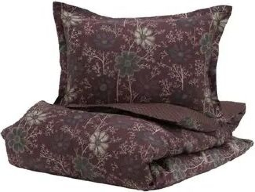 Borås sengetøy - 140x220 cm - Viola Aubergine - Sengesett i 100% bomullsateng - Borås bomull sengetøy