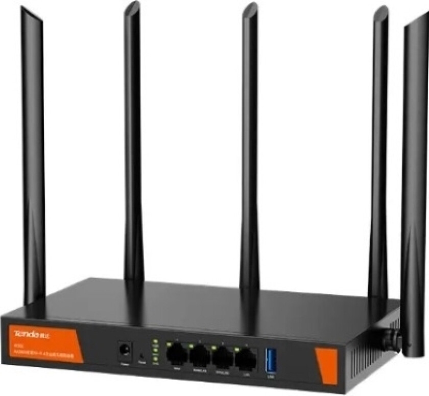 Tenda W30e Ax3000, Dobbelbånd (2.4 Ghz / 5 Ghz), Ethernet/Bredbåndsforbindelse, Sort, Frittstående Router