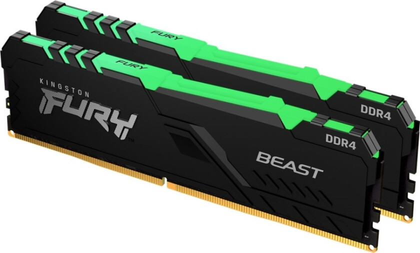 Kingston Fury Beast Rgb - Ddr4 - Sett - 64 Gb: 2 X 32 Gb - Dimm 288-Pin - 3000 Mhz / Pc4-24000 - Cl16 - 1.35 V - Ikke-Bufret - Ikke-Ecc - Svart