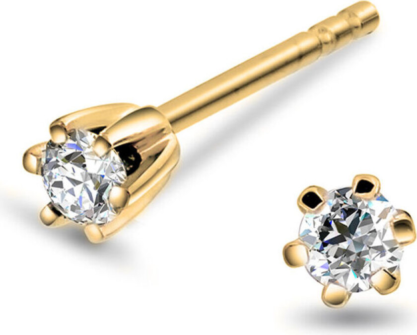 Olivia, Øredobber i 585 gult gull med diamant 0,10 ct