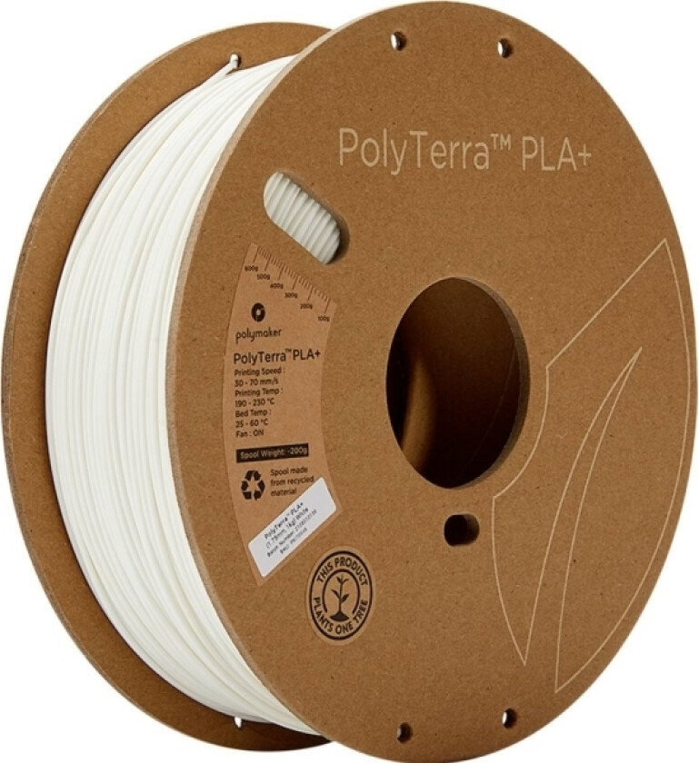 Polymaker Pm70946 Regular Filament Pla+ Med Lavere Kunststofindhold, Høj Grad Af Stivhed 1.75 Mm 1000 G Hvid Polyterra™ 1 Stk