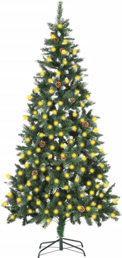Forhåndsbelyst kunstig juletre med kongler 210 cm