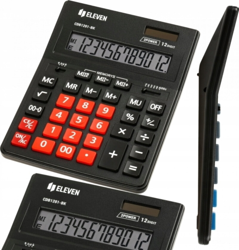 Eleven Eleven Kalkulator Kontorkalkulator Svart Med Oransje Numerisk Tastatur Cdb1201bk-Or