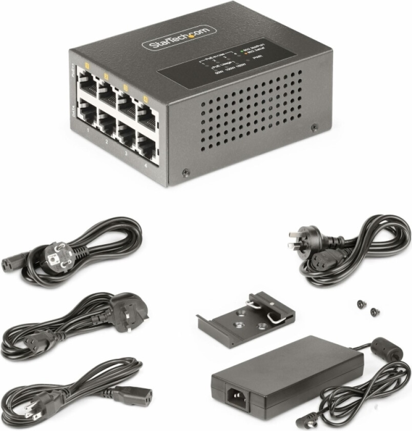 Startech.Com 4-Port Multi-Gigabit Poe++ Injector, 5/2.5G Ethernet (Nbase-T), Poe/Poe+/Poe++ (802.3Af/802.3At/802.3Bt), 160Watts Power Budget, Wall/Di
