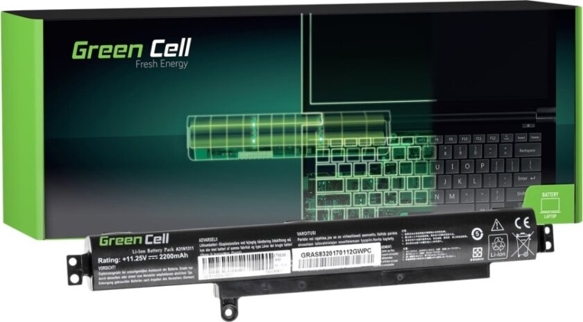 Green Cell - Batteri Til Bærbar Pc (Tilsvarer: Asus A31n1311) - Litiumion - 3-Cellers - 2200 Mah - Svart - For Asus F102ba X102ba