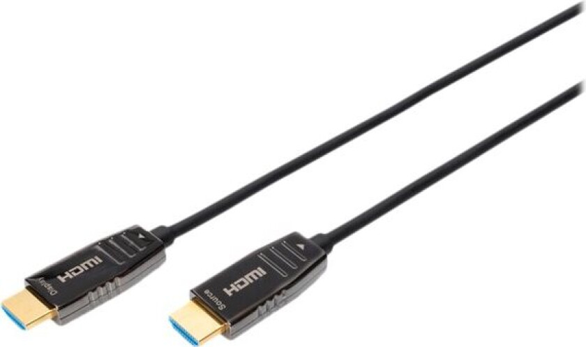 - Hdmi-Kabel Med Ethernet - Hdmi Plugg Til Hdmi Plugg - 10 M - Skjermet Hybrid Kobber/Fiber-Optikk - Svart - Active Optical Cable (Aoc), Støt