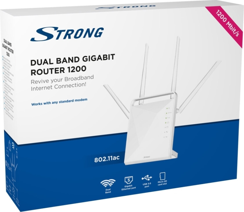 Dual Band Gigabit Router 1200 - Trådløs Ruter - 4-Portssvitsj - 1Gbe - Wi-Fi 5 - Dobbeltbånd