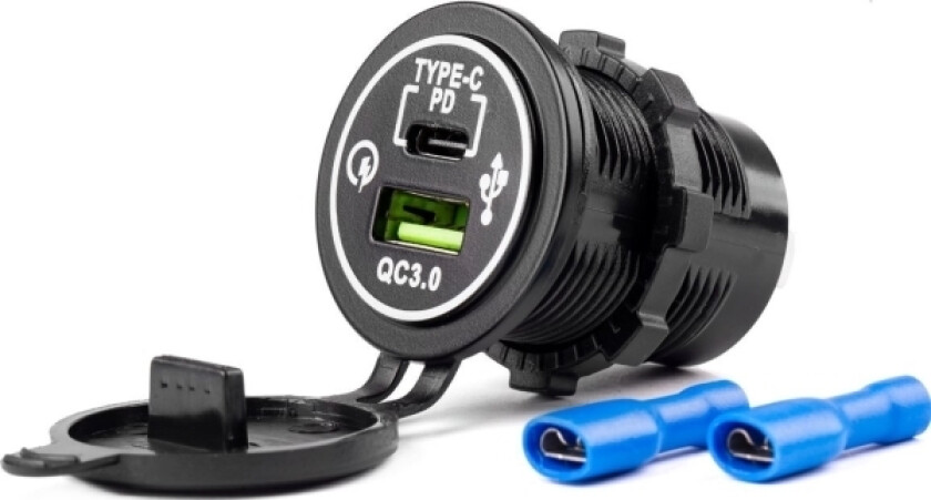 Vanntett Kroviklis Su Usb + Usb-C Kontakter 12V 24V Mod-08 Amio-02858