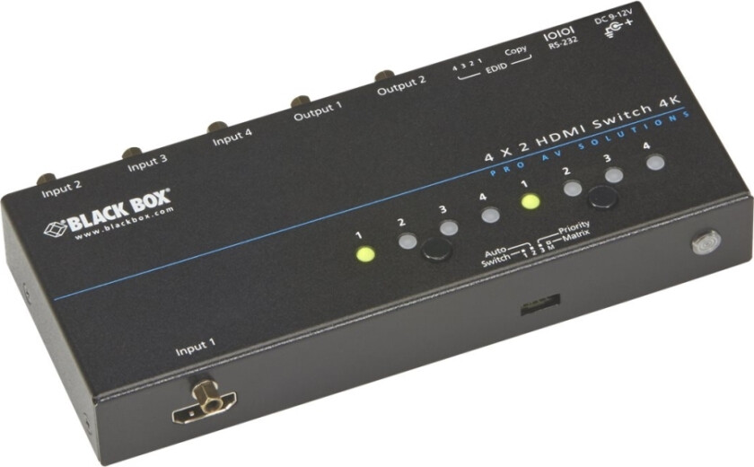 Black Box 4K Hdmi Matrix Switch 4 X 2 - Videosvitsj - 4 X Hdmi - Stasjonær, Rackmonterbar - Taa-Samsvar