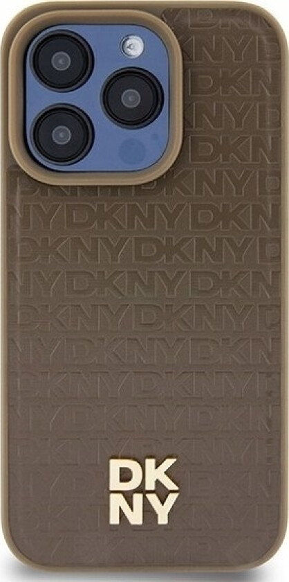 Dkny Dkny Dkhmp14lpshrpsw Iphone 14 Pro 6.1" Brzowy/Brown Hardcase Leather Pattern Metal Logo Magsafe