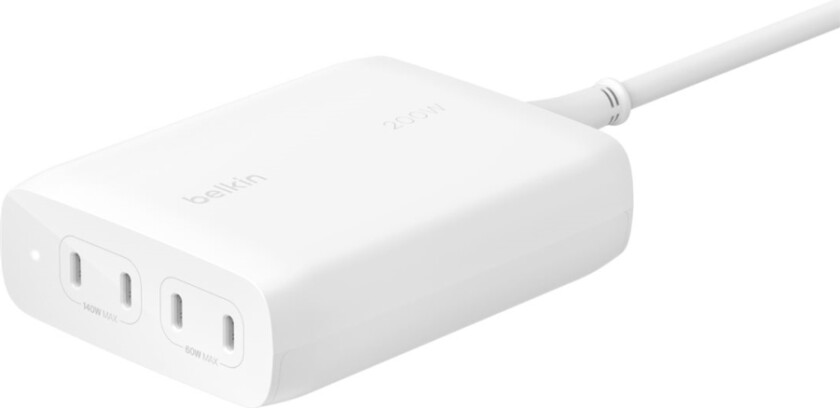 Bilde av Belkin Boostcharge Pro - Strømadapter - Gan-Teknologi - 200 Watt - 5 A - Fast Charge, Pd 3.0, Power Delivery 3.1 - 4 Utgangskontakter (24 Pin Usb-C)