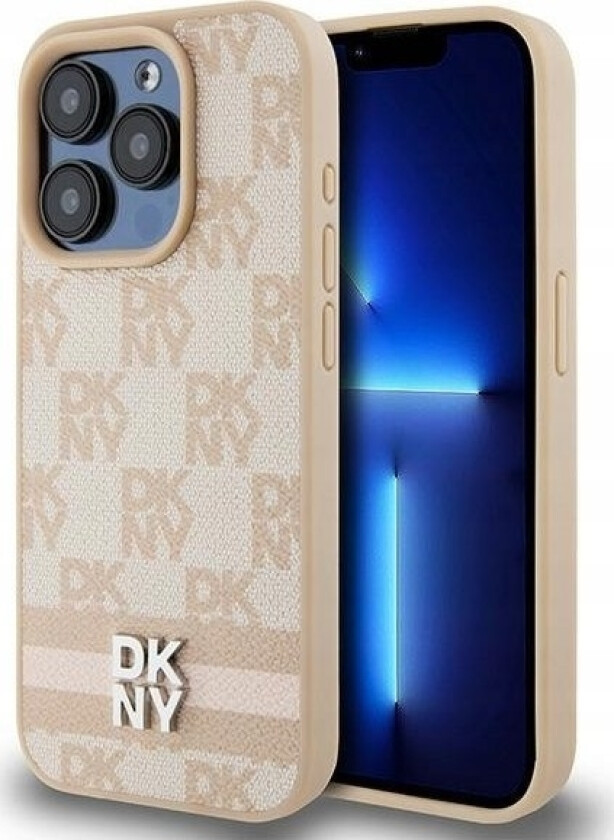 Dkny Dkny Dkhcp15xpcptssp Iphone 15 Pro Max 6.7" Róowy/Pink Hardcase Leather Checkered Mono Pattern & Printed Stripes