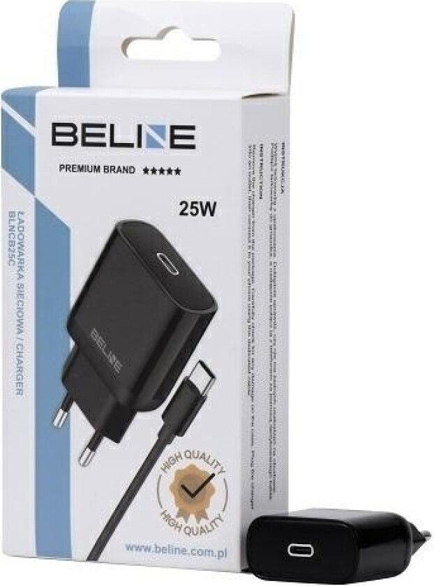 25W Gan Usb-C Vegglader + Usb-C Kabel, Svart