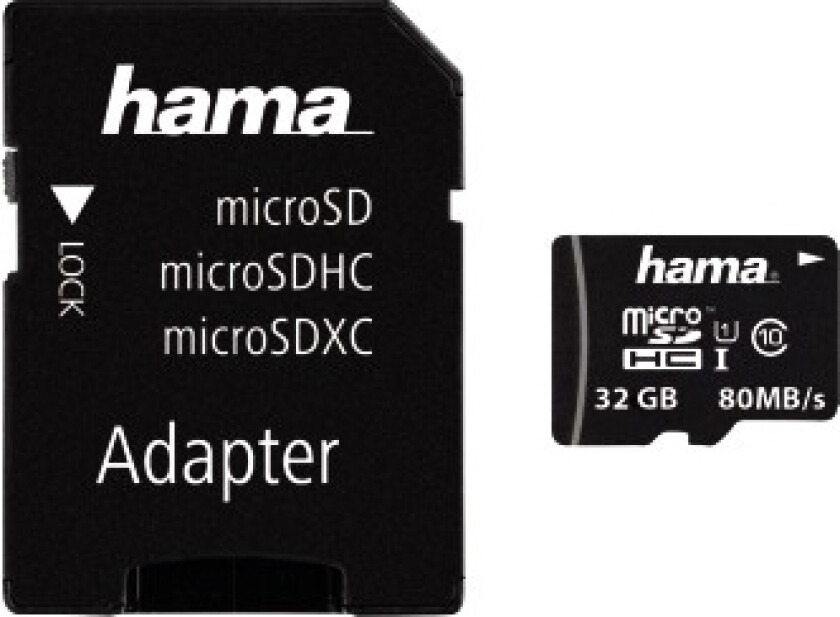 Microsdhc 32Gb, 32 Gb, Microsdhc, Klasse 10, Uhs-I, 80 Mb/S, Sort