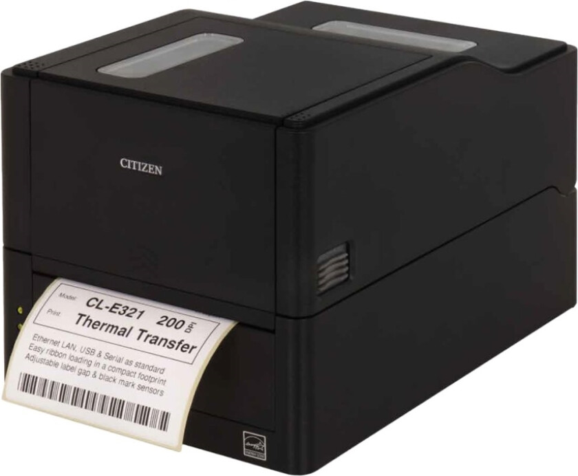 Cl-E321 - Etikettskriver - Direktetermisk / Termisk Overføring - Rull (11,8 Cm) - 203 Dpi - Inntil 200 Mm/Sek - Usb 2.0, Lan, Rs232c - Svart