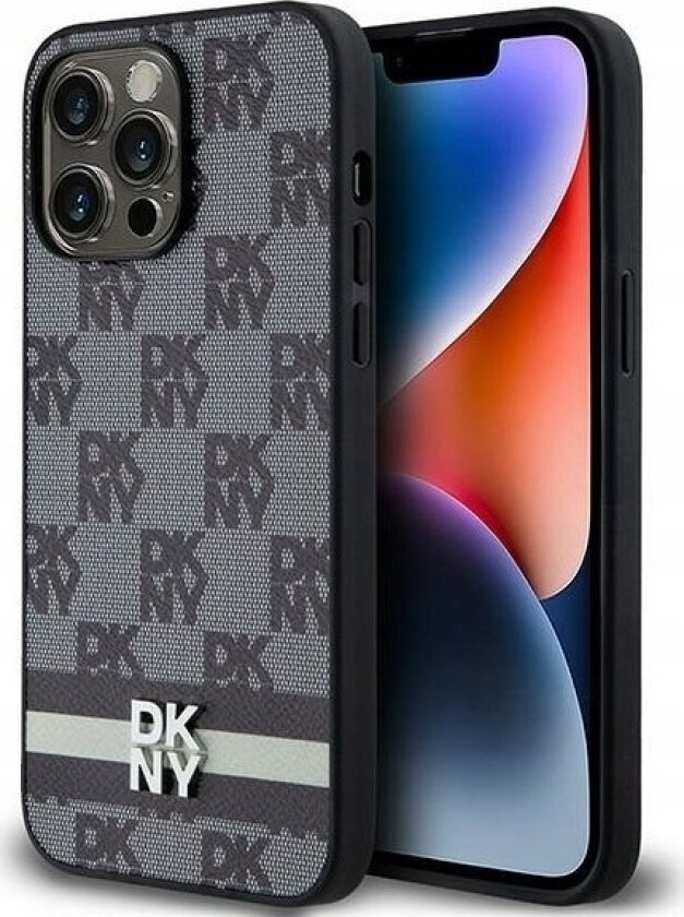 Dkny Dkny Dkhcp14xpcptssk Iphone 14 Pro Max 6.7" Czarny/Black Hardcase Leather Checkered Mono Pattern & Printed Stripes