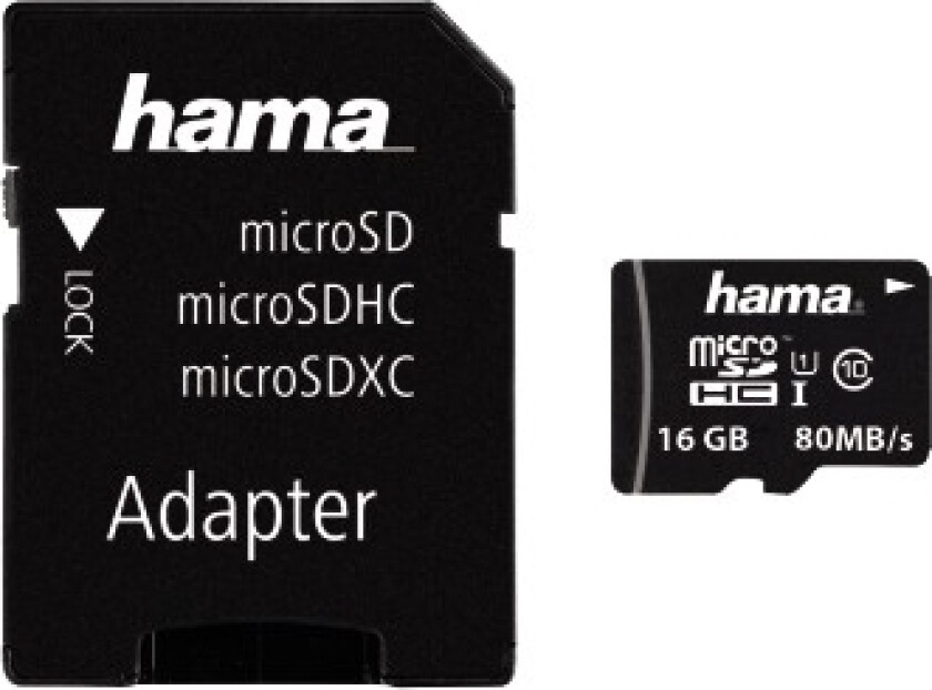 Microsdhc 16Gb, 16 Gb, Microsdhc, Klasse 10, Uhs-I, 80 Mb/S, Svart