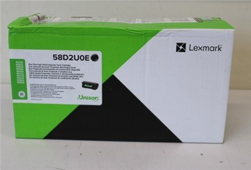 Utsolgt. Lexmark 58D2u0e Black Ultra High Yield Corporate Toner Cartridge, Skadet Emballasje | 58D2u0e | Tonerkassett | Svart | Skadet Emballasje