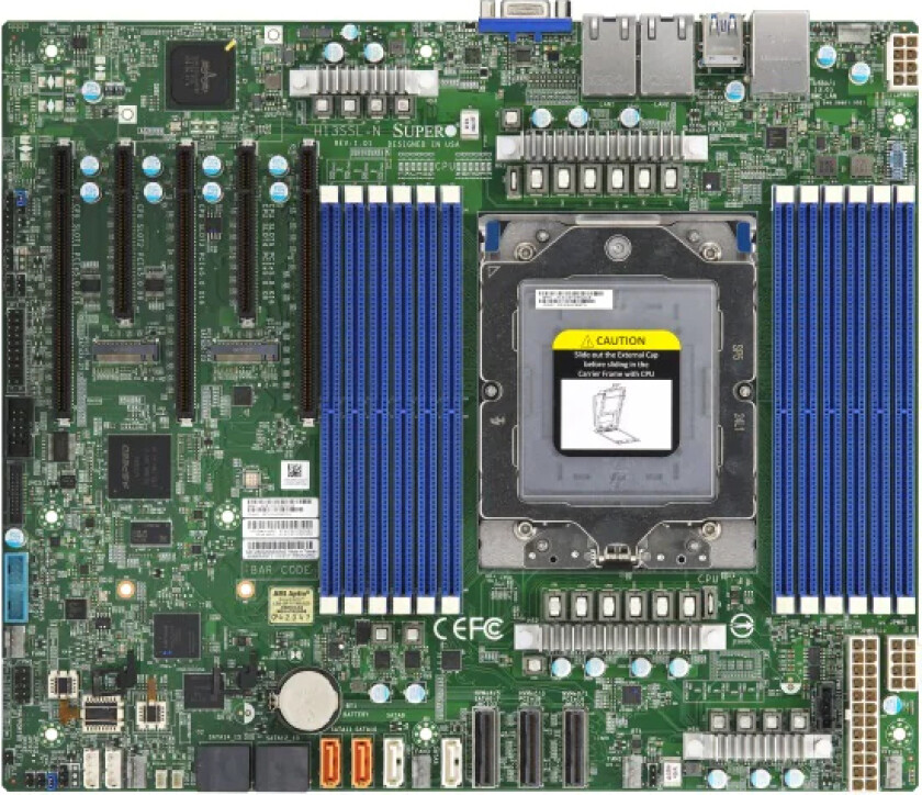 Bilde av Supermicro Mbd-H13ssl-N-O, Amd, Socket Sp5, Amd Epyc 9004, Socket Sp5, Ddr5-Sdram, 3 Tb