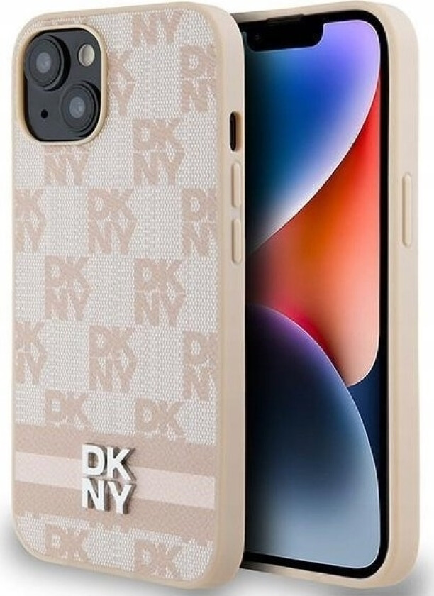 Dkny Dkny Dkhcp14spcptssp Iphone 14 / 15 / 13 6.1" Róowy/Pink Hardcase Leather Checkered Mono Pattern & Printed Stripes