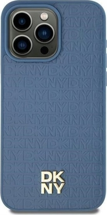 Dkny Dkny Dkhmp15spshrpsb Iphone 15 / 14 / 13 6.1" Niebieski/Blue Hardcase Leather Pattern Metal Logo Magsafe