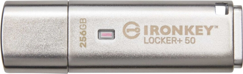 Kingston Ironkey Locker+ 50 - Usb-Flashstasjon - Kryptert - 256 Gb - Usb 3.2 Gen 1 - Taa-Samsvar