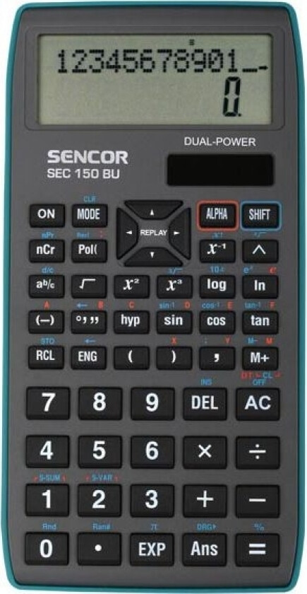 Sencor Sec 150 Bu Kalkulator Gråblå Ramme