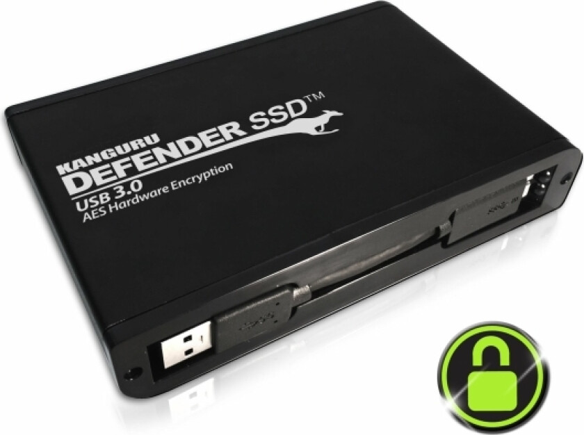 Defender Ssd 35 - Ssd - Kryptert - 2 Tb - Ekstern (Bærbar) - 2,5" (6,4 Cm) - Usb 3.0 - 256-Bit Aes, Fips 197 - Matt Svart - Taa-Kompatibel (K