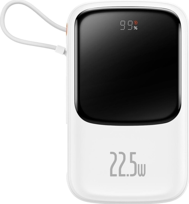Qpow Pro Med Usb-C-Kabel Usb-C Usb 10000 Mah 22,5W Hvit