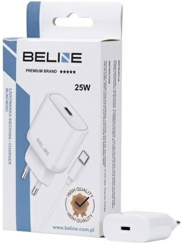 Beline 25W 1Xusb-C Gan Pd 3.0 Nettlader + Usb-C-Kabel - Hvit