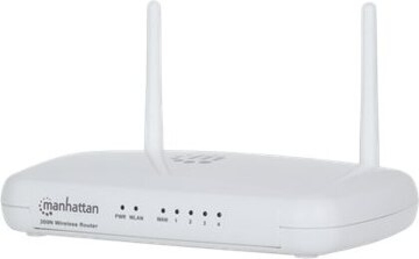 Manhattan 300N Wireless Router - Trådløs Ruter - 4-Portssvitsj - Wi-Fi - 2,4 Ghz