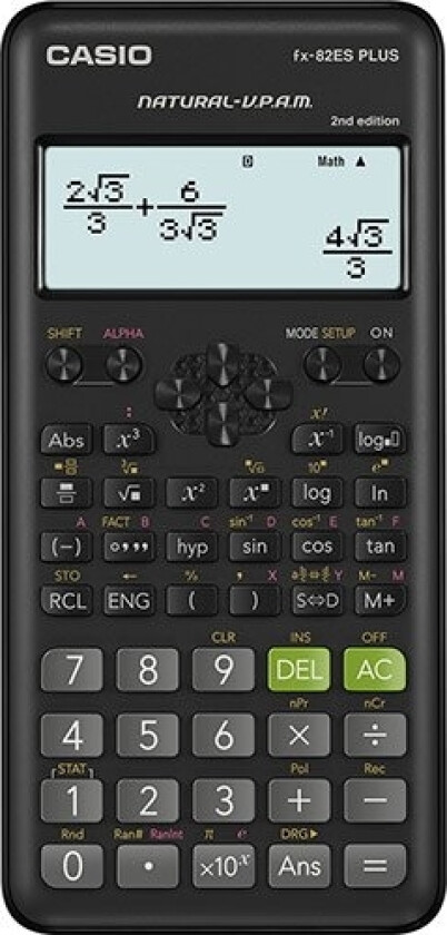 Fx-82Es Plus-2, Lomme, Vitenskaplig, 12 Sifre, Batteri, Sort
