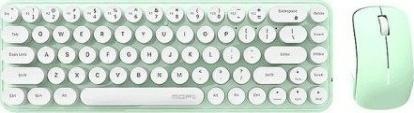 Bean 2.4G Trådløst Tastatur + Mus (Hvit-Grønn)