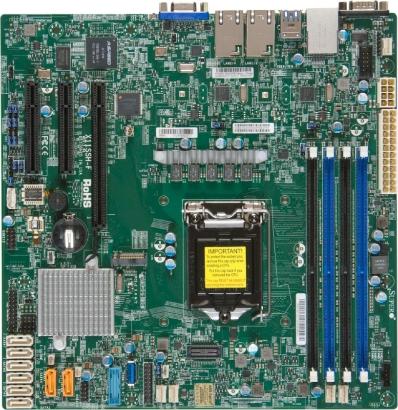 Supermicro X11ssh-F - Hovedkort - Mikro Atx - Lga1151 Socket - C236 Chipset - Usb 3.0 - 2 X Gigabit Lan - Innbygd Grafikk