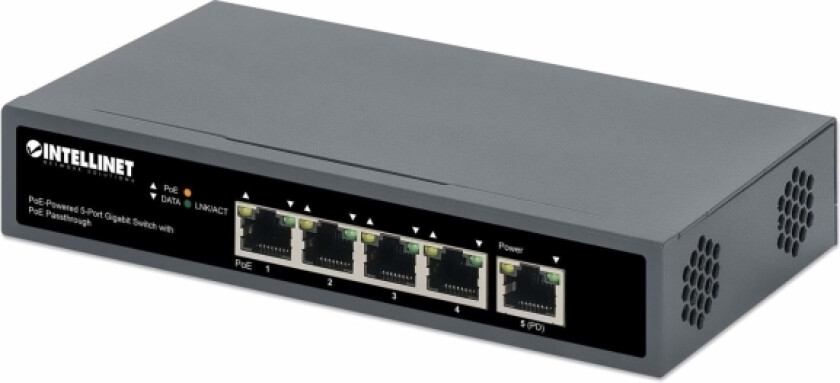 Intellinet 561808, Gigabit Ethernet (10/100/1000), Full Tosidig, Strøm Over Ethernet (Poe), Kan Monteres På Vegg
