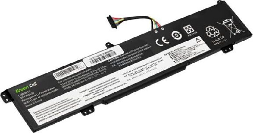 Green Cell - Batteri Til Bærbar Pc (Tilsvarer: Lenovo L18c3pf1, Lenovo L18m3pf1) - Litiumpolymer - 3-Cellers - 4600 Mah - Svart