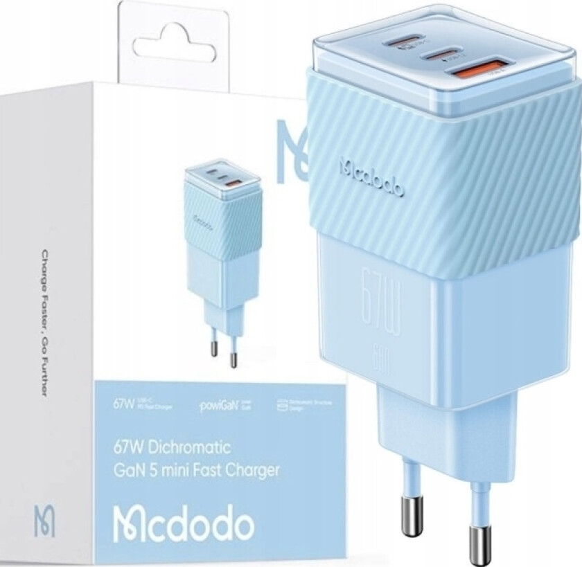 Gan 67W Nettverkslader Mcdodo Ch-1503 2X Usb-C, Usb-A (Blå)